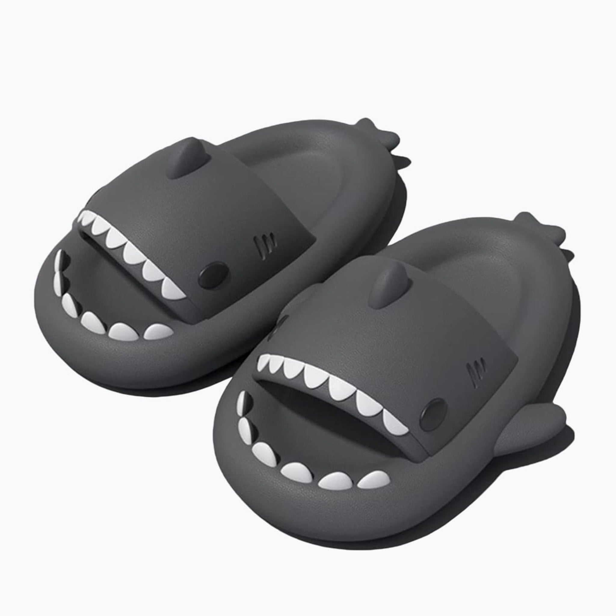 Shark Slides Slippers – Soft Foam Novelty House Shoes for Men and Women - Carbon Grey / 8C (5.91 inch) - Gifts