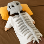 Wearable Dino Plushie Outfit with Soft Ribbed Back and Skull Hood - Gifts