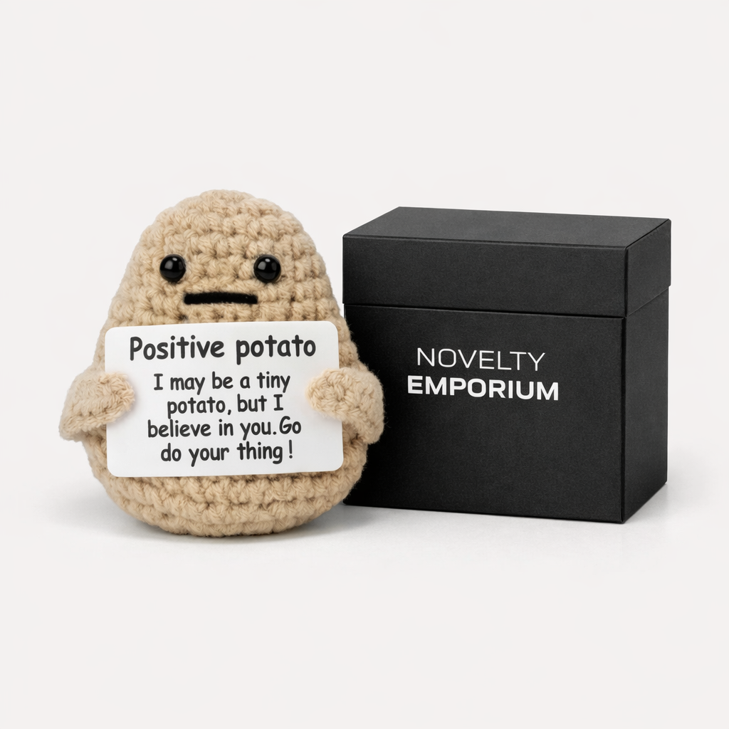 Handmade Positive Potato Plush with Encouragement Card – Cute Pocket Hug Gift