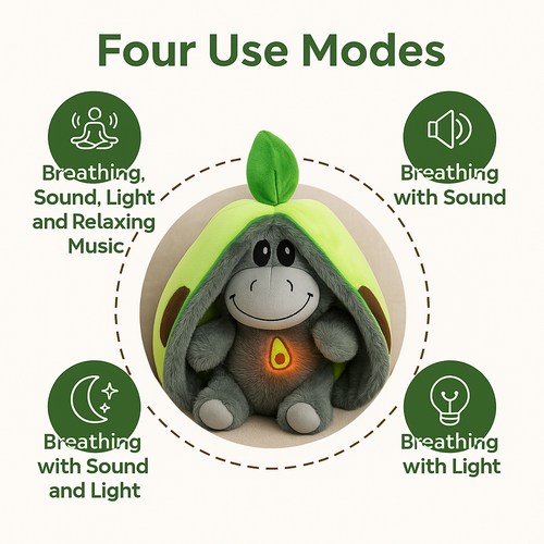 Calming Breathing Plush with Soft Night Light for Anxiety and Bedtime Comfort