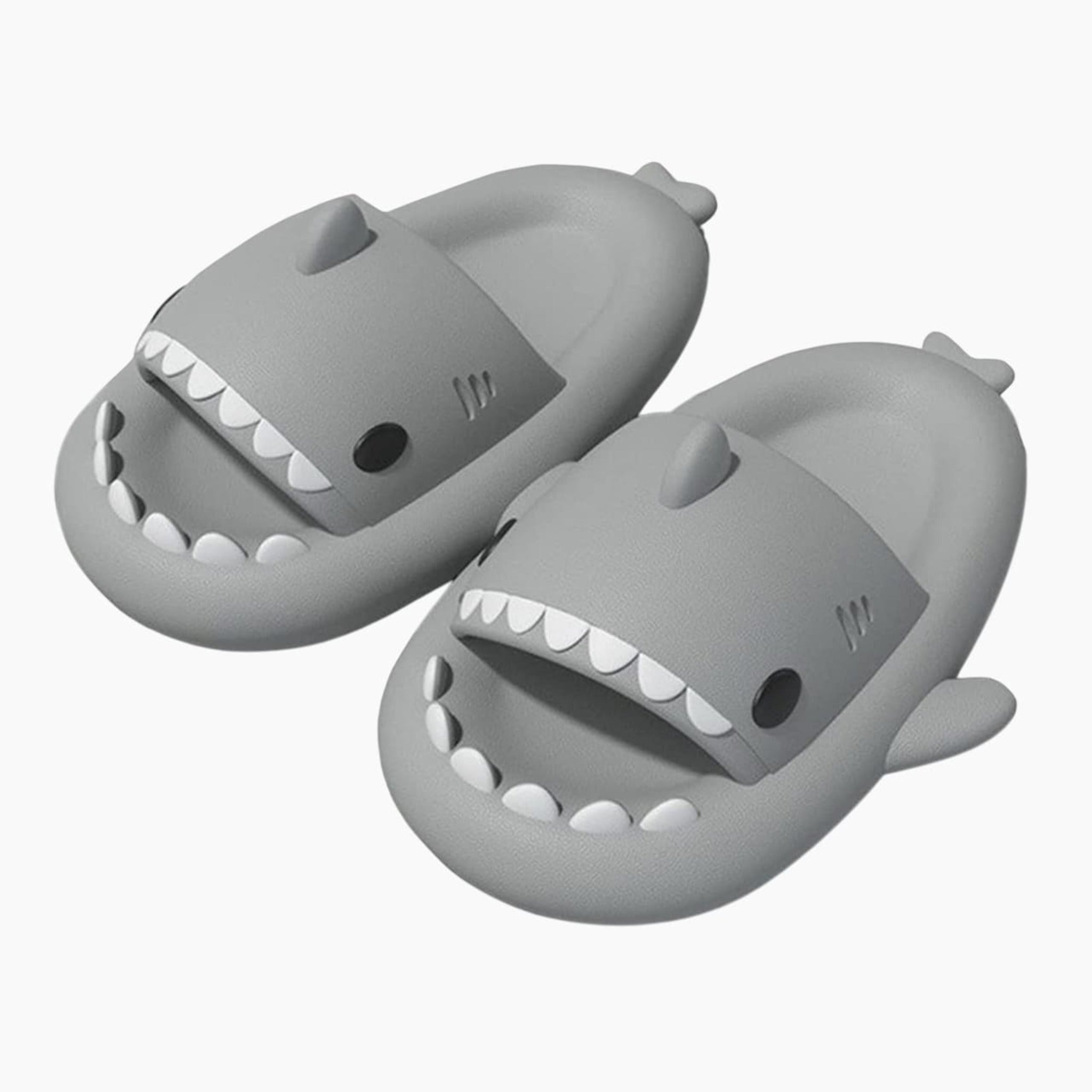 Shark Slides Slippers – Soft Foam Novelty House Shoes for Men and Women - Heather Grey / 8C (5.91 inch) - Gifts