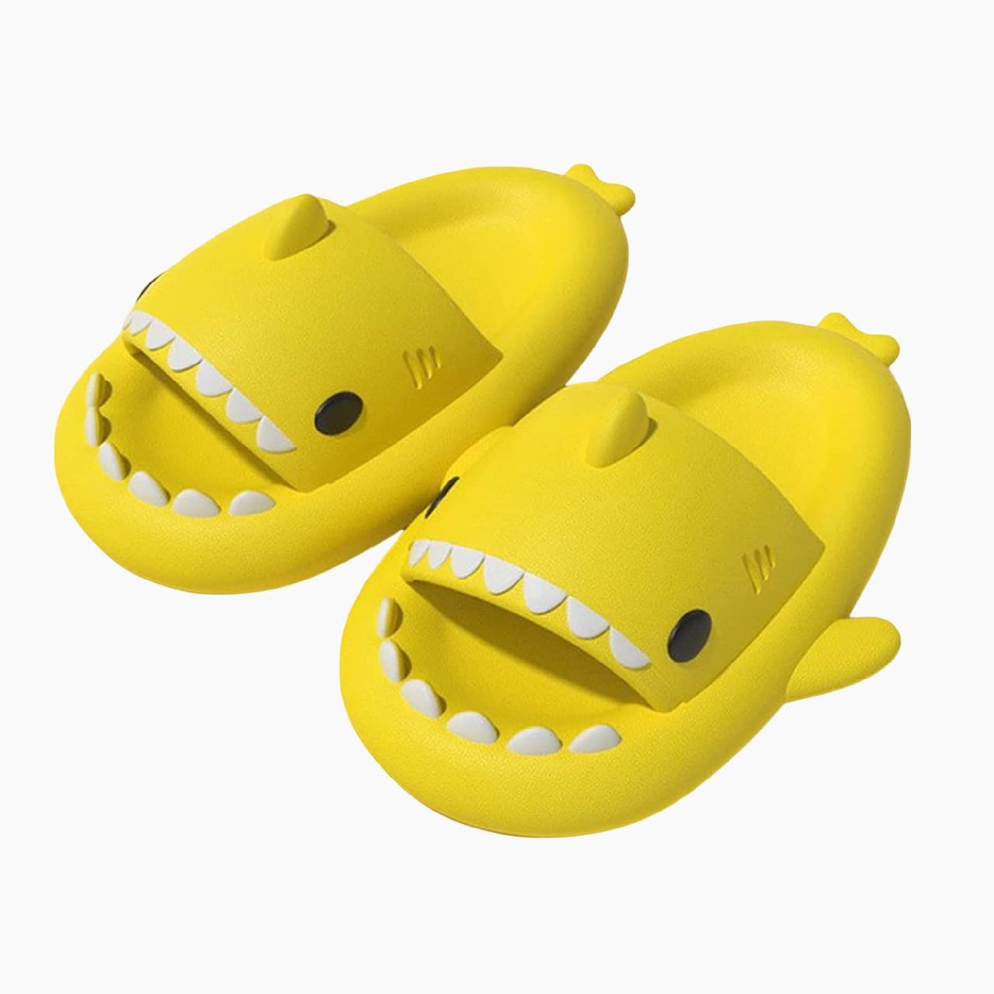 Shark Slides Slippers – Soft Foam Novelty House Shoes for Men and Women - Lemon Yellow / 8C (5.91 inch) - Gifts