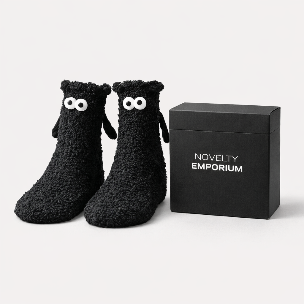 Magnetic Hand Holding Socks – Adorable Cozy Socks That Connect When You Walk Black