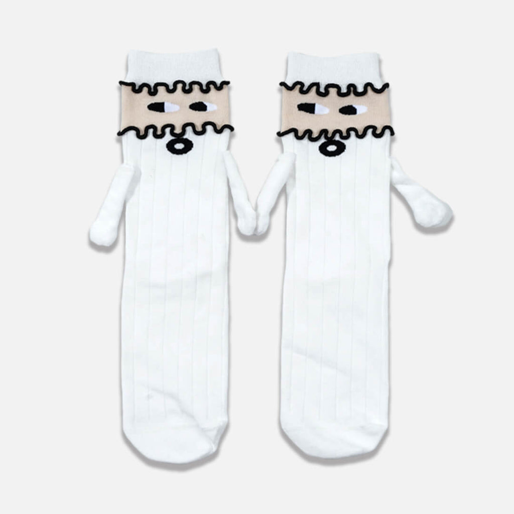 Magnetic Hand Holding Socks – Adorable Matching Socks That Hold Hands WHITE
