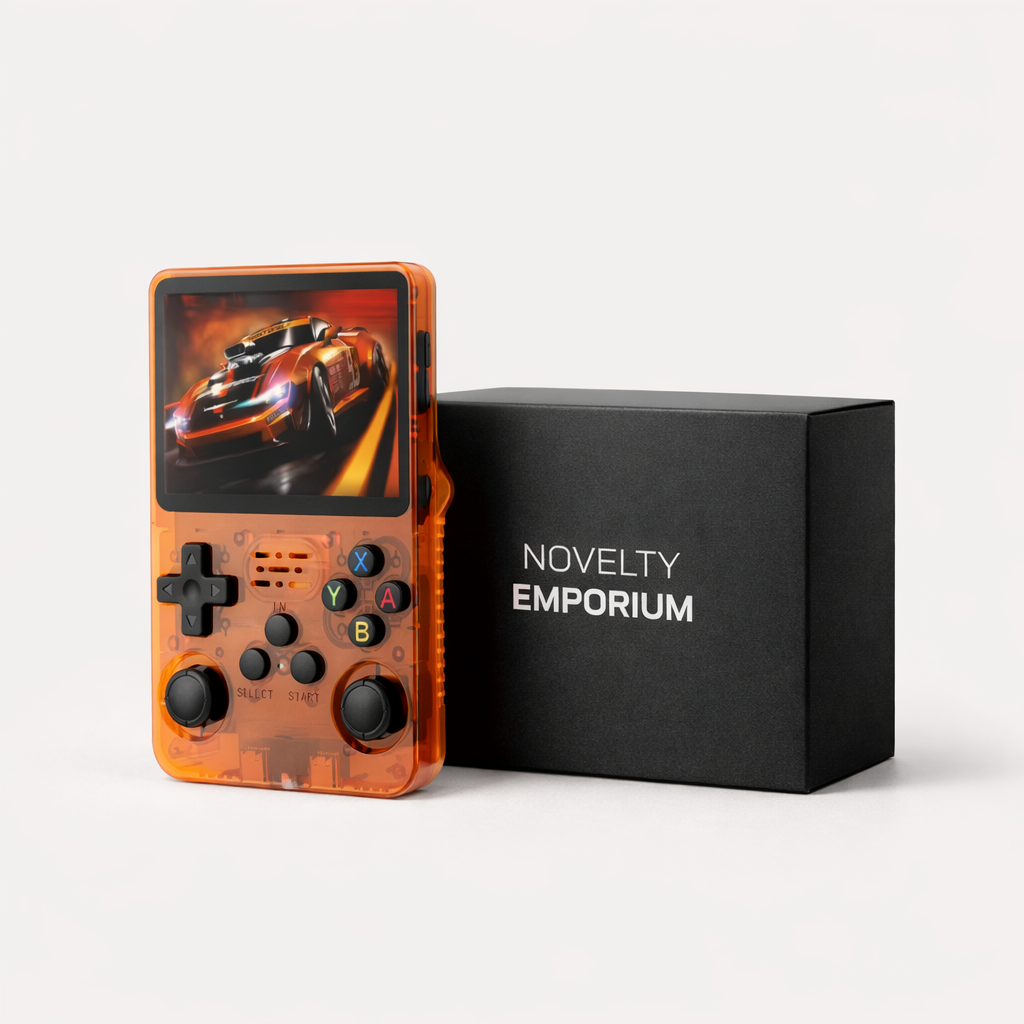 R36S Orange Retro Handheld Game Console with 3.5" IPS Screen – 64GB Classic Portable Gaming