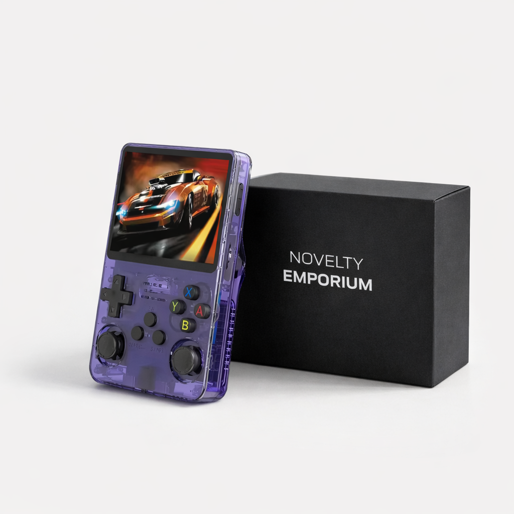 R36S 64GB Purple Retro Handheld Game Console – 3.5" IPS Screen Portable Emulator with Built-In Games