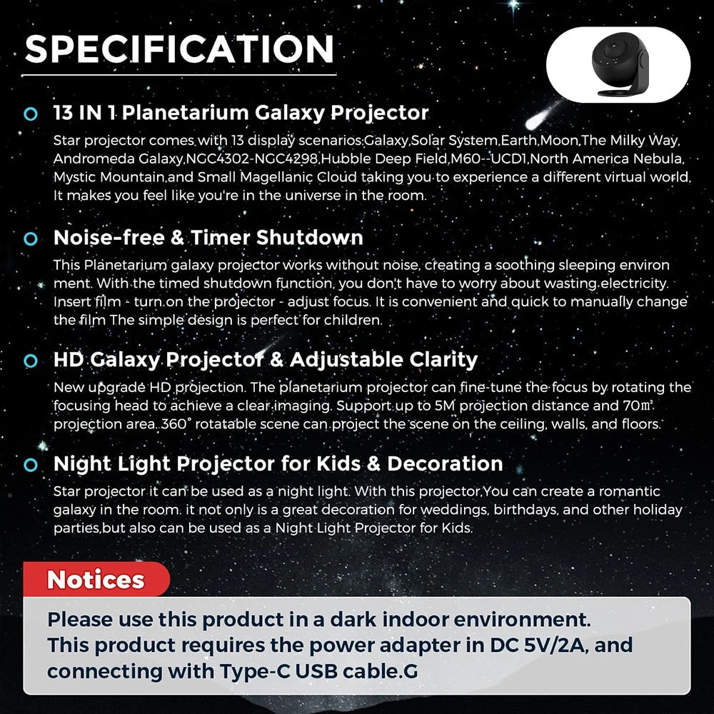 Nebula Star Projector – LED Galaxy Light for Bedroom Ceiling & Cosmic Room Ambience