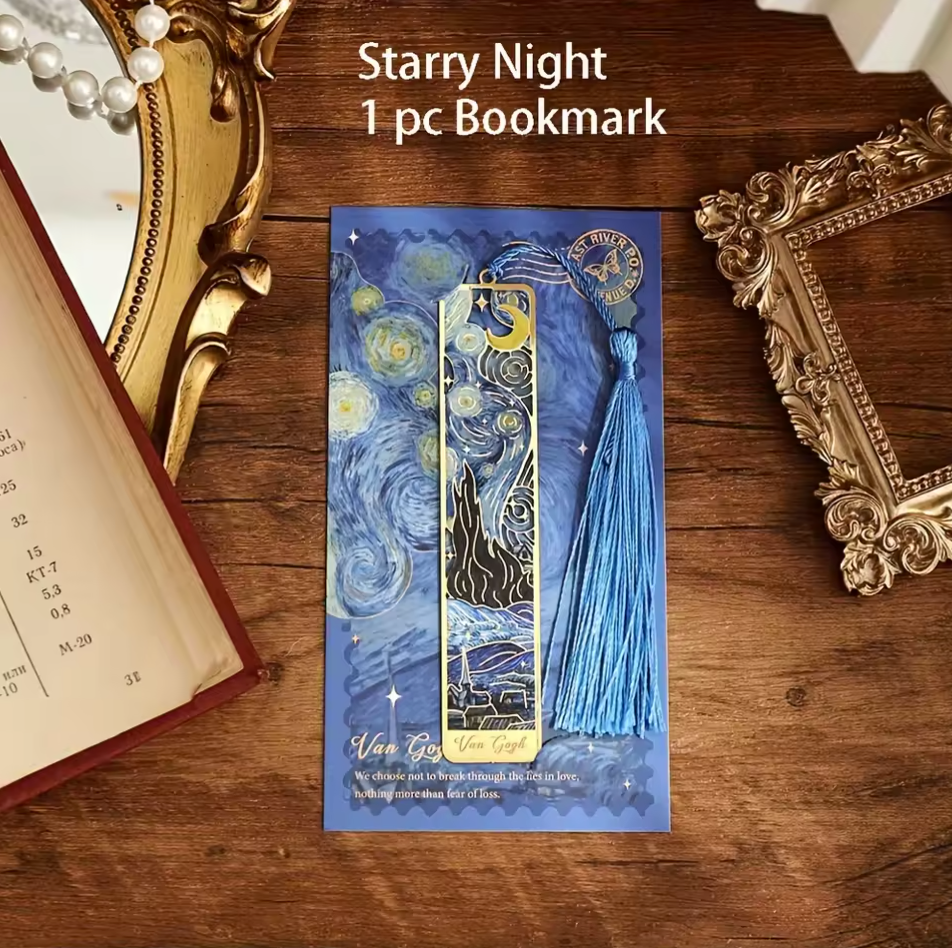 Starry Night Metal Bookmark with Tassel – Vintage Van Gogh Inspired Book Lover Gift 6