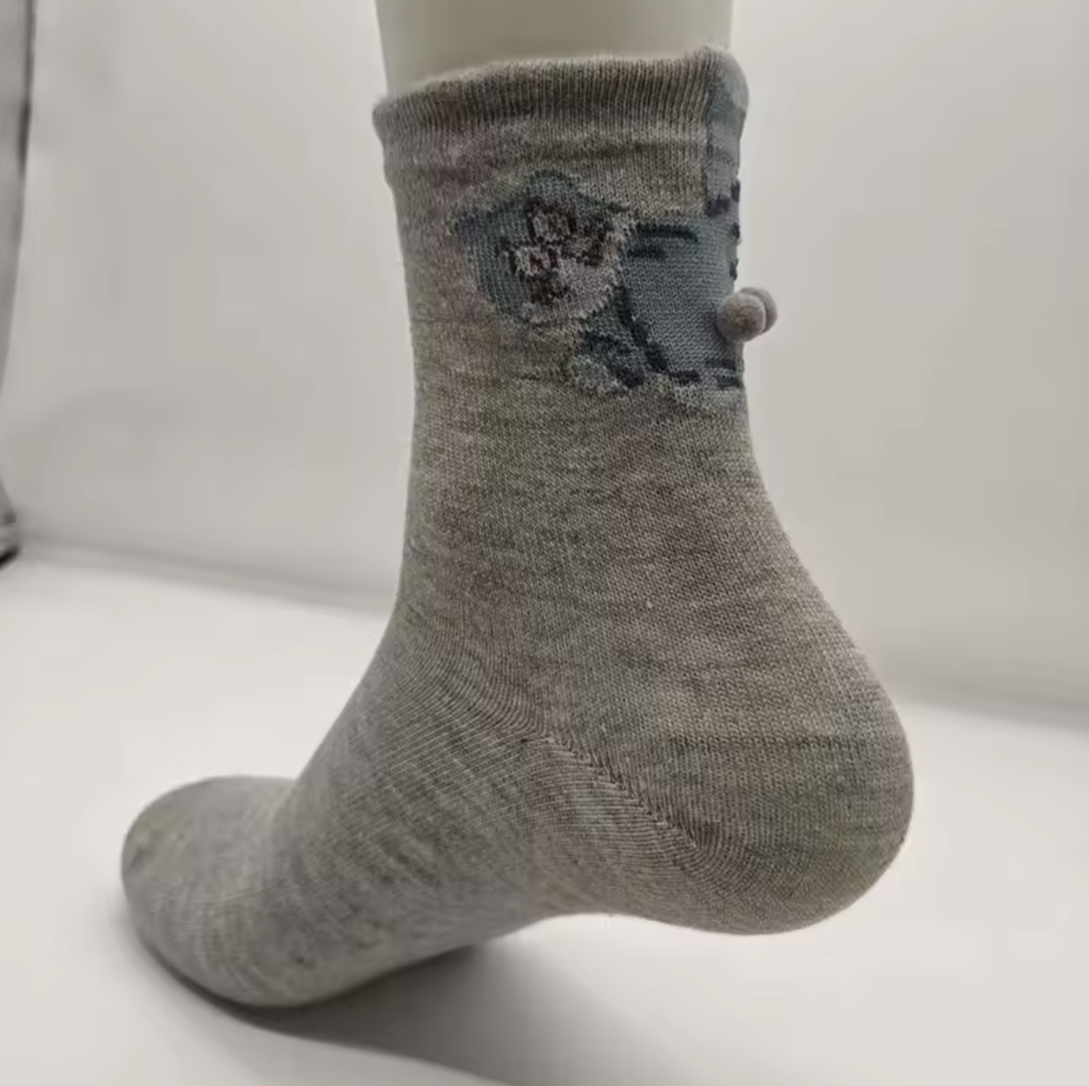 Cute Cat Balls Crew Socks – Quirky 3D Cat Design Socks for Men & Women Gray