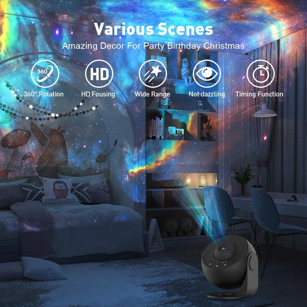 Nebula Star Projector – LED Galaxy Light for Bedroom Ceiling & Cosmic Room Ambience