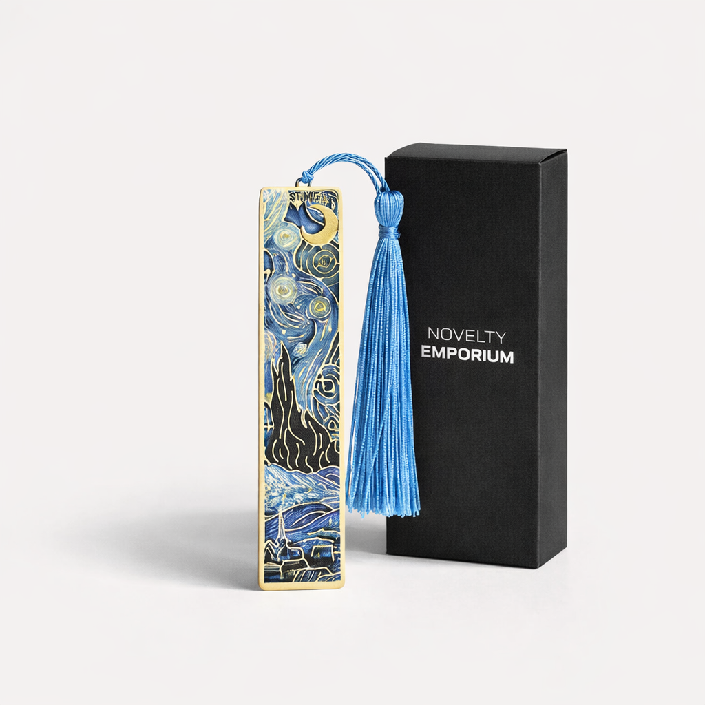 Starry Night Metal Bookmark with Tassel – Vintage Van Gogh Inspired Book Lover Gift